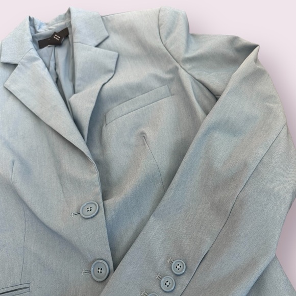Women’s Body By Victoria Light Blue Blazer Suit Jacket With Shoulder Pads Sz 6 - Picture 4 of 10